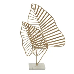 Statues & Figurines-Kirkland's Home Metallic Fern Leaf Sculpture Gold