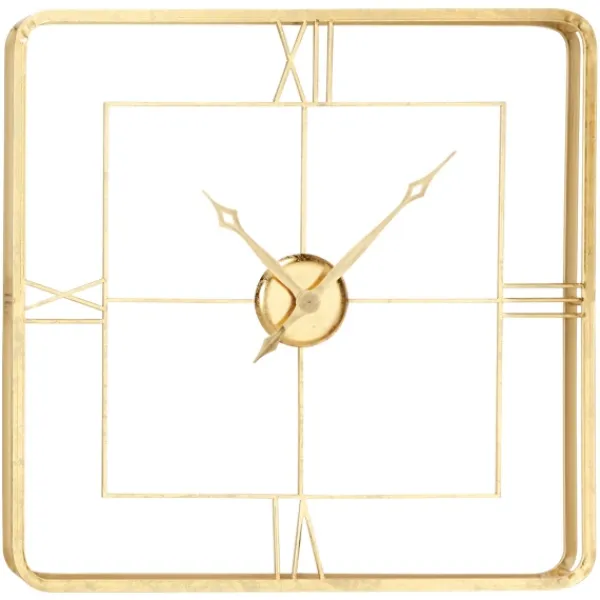 Clocks-Kirkland's Home Metallic Gold Square Open Face Clock