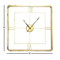 Clocks-Kirkland's Home Metallic Gold Square Open Face Clock