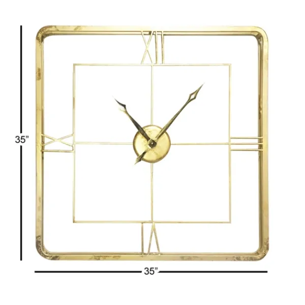 Clocks-Kirkland's Home Metallic Gold Square Open Face Clock