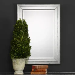 Decorative Mirrors-Kirkland's Home Metallic Grooved Texture Wall Mirror Silver