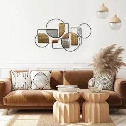 Wall Plaques-Kirkland's Home Metallic Modern Abstract Shapes Wall Plaque Black/Gold/Silver