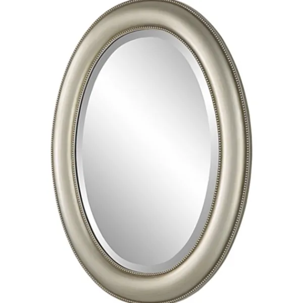 Decorative Mirrors-Kirkland's Home Metallic Oval Beveled Frame Mirror Silver