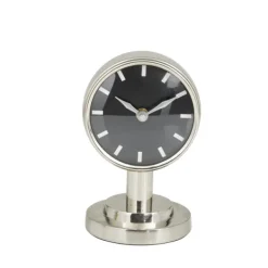 Decorative Accents-Kirkland's Home Metallic Steel Beveled Base Tabletop Clock Silver