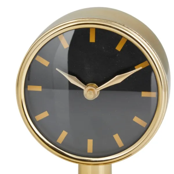 Decorative Accents-Kirkland's Home Metallic Steel Beveled Base Tabletop Clock Gold