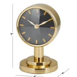 Decorative Accents-Kirkland's Home Metallic Steel Beveled Base Tabletop Clock Gold