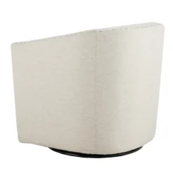 Accent Chairs-Kirkland's Home Metro Club Natural Swivel Chair With Nailhead Trim White