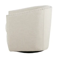 Accent Chairs-Kirkland's Home Metro Club Natural Swivel Chair With Nailhead Trim White
