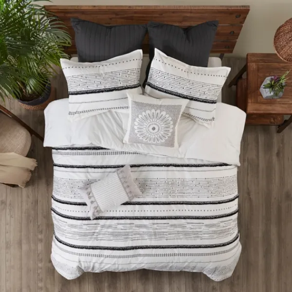 Duvets-Kirkland's Home Mia Striped 3-Pc. King Duvet Cover Set White