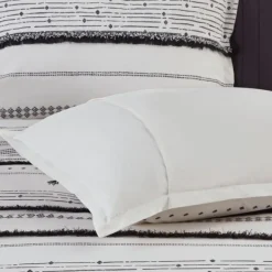 Comforters-Kirkland's Home Mia White Striped 3-Pc. King Comforter Set White/Black