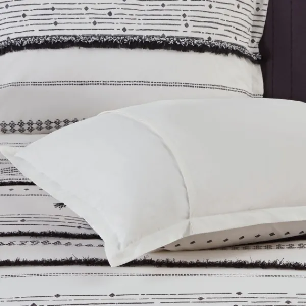 Comforters-Kirkland's Home Mia White Striped 3-Pc. King Comforter Set White/Black