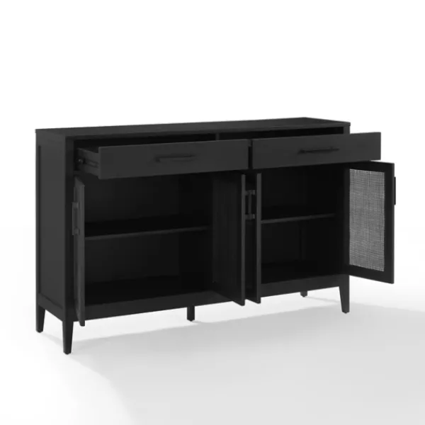 Cabinets & Sideboards-Kirkland's Home Micah Black Rattan Mesh Sideboard Cabinet