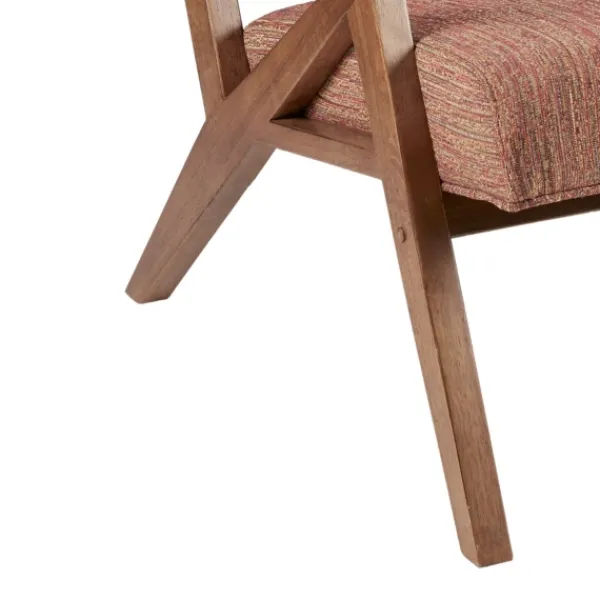 Accent Chairs-Kirkland's Home Mid-Century Pecan Finish Accent Chair Orange