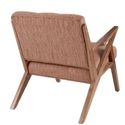 Accent Chairs-Kirkland's Home Mid-Century Pecan Finish Accent Chair Orange