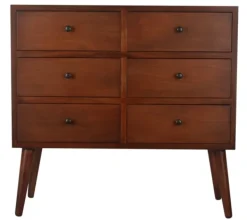 Dressers & Chests-Kirkland's Home Mid-Century Six Drawer Accent Chest Brown