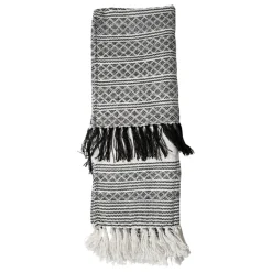 Blankets & Throws-Kirkland's Home Midnight Crosshatch Stripes Outdoor Throw Blanket White/Black