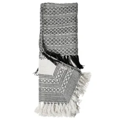 Blankets & Throws-Kirkland's Home Midnight Crosshatch Stripes Outdoor Throw Blanket White/Black