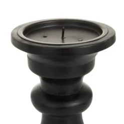 Candle Holders-Kirkland's Home Midnight Distressed Wood Candle Holders, Set Of 3 Black