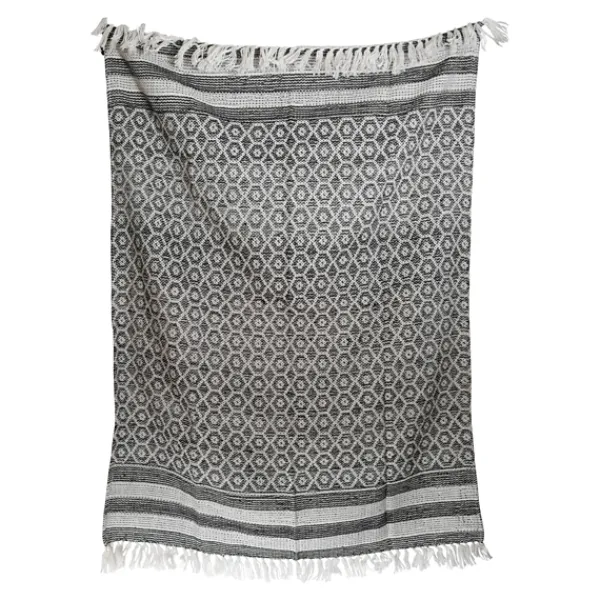 Blankets & Throws-Kirkland's Home Midnight Honeycomb Outdoor Throw Blanket White/Black