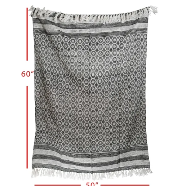 Blankets & Throws-Kirkland's Home Midnight Honeycomb Outdoor Throw Blanket White/Black