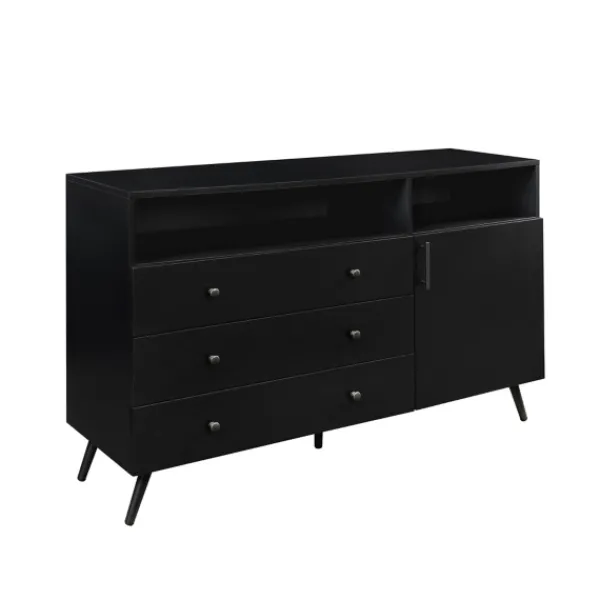 Cabinets & Sideboards-Kirkland's Home Midnight Mid-Century Modern Sideboard