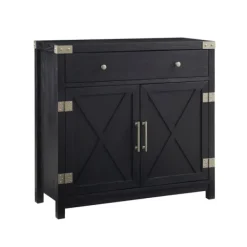 Cabinets & Sideboards-Kirkland's Home Midnight X-Shaped Doors Decorative Chest Black
