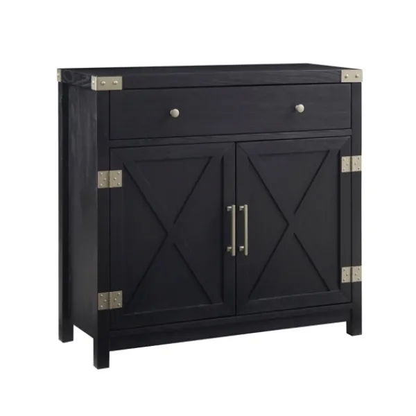 Cabinets & Sideboards-Kirkland's Home Midnight X-Shaped Doors Decorative Chest Black