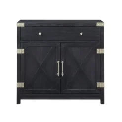 Cabinets & Sideboards-Kirkland's Home Midnight X-Shaped Doors Decorative Chest Black
