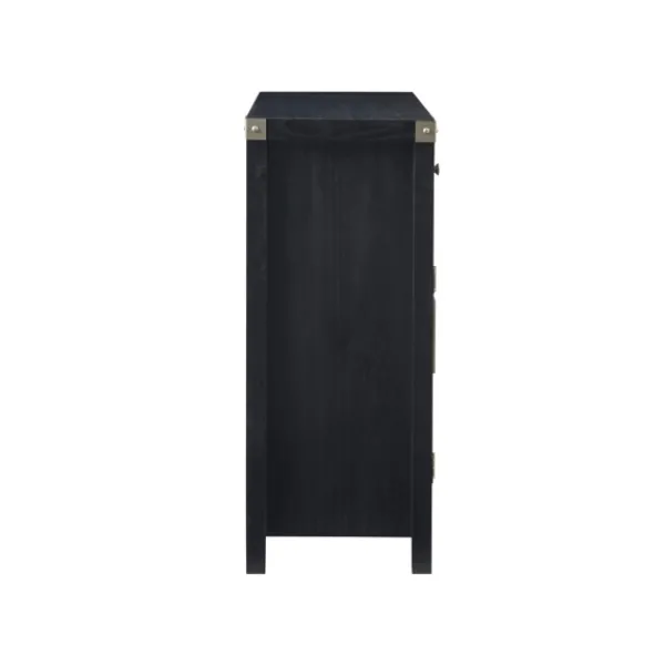 Cabinets & Sideboards-Kirkland's Home Midnight X-Shaped Doors Decorative Chest Black