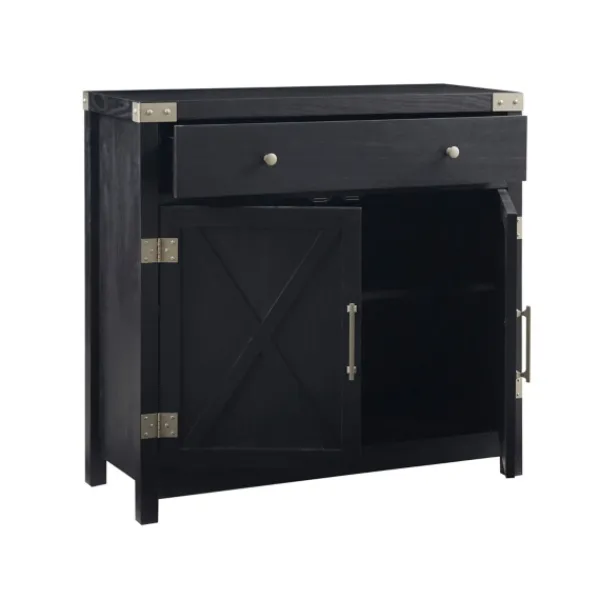 Cabinets & Sideboards-Kirkland's Home Midnight X-Shaped Doors Decorative Chest Black