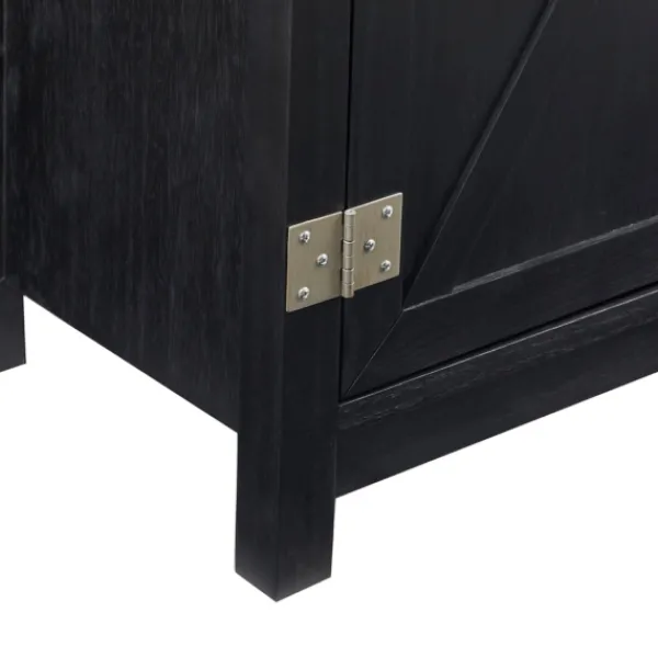 Cabinets & Sideboards-Kirkland's Home Midnight X-Shaped Doors Decorative Chest Black