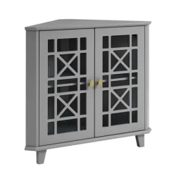 Cabinets & Sideboards-Kirkland's Home Mikie Corner Cabinet Gray