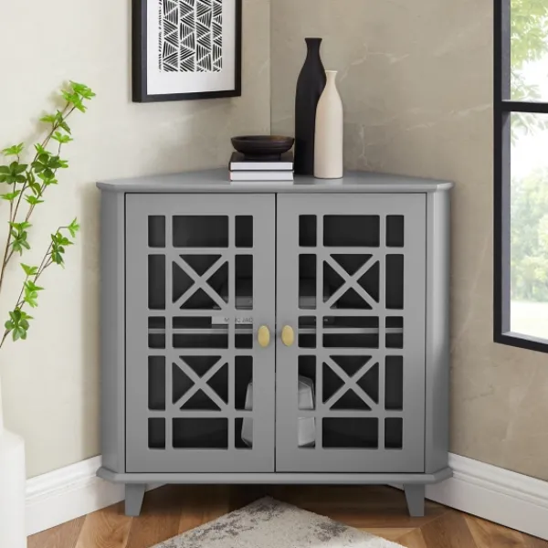 Cabinets & Sideboards-Kirkland's Home Mikie Corner Cabinet Gray