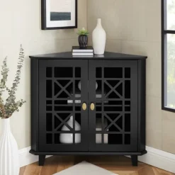 Cabinets & Sideboards-Kirkland's Home Mikie Corner Cabinet Black
