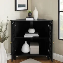 Cabinets & Sideboards-Kirkland's Home Mikie Corner Cabinet Black