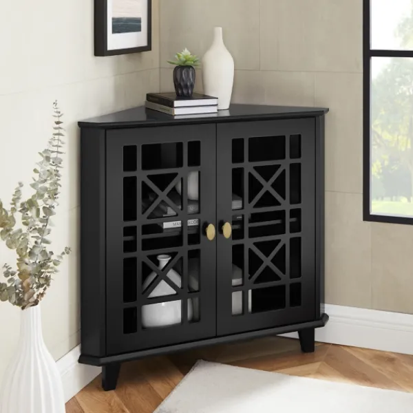 Cabinets & Sideboards-Kirkland's Home Mikie Corner Cabinet Black