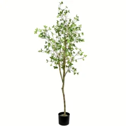 Trees & Topiaries-Kirkland's Home Milan Leaf Tree In Black Planter