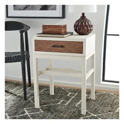 Accent & End Tables-Kirkland's Home Milo Honey Herringbone Accent Table White/Brown