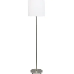 Floor Lamps-Kirkland's Home Minimal Brushed Nickel Stem Floor Lamp White