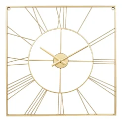 Clocks-Kirkland's Home Minimal Square Open Face Clock Gold