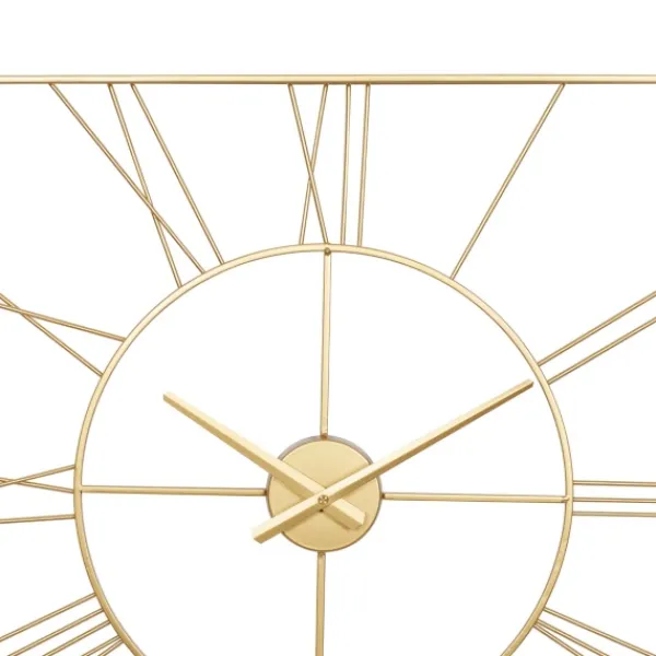 Clocks-Kirkland's Home Minimal Square Open Face Clock Gold