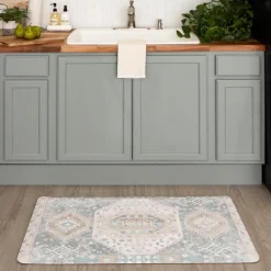 Kitchen & Floor Mats-Kirkland's Home Mint Medallion Cushioned Kitchen Mat Blue