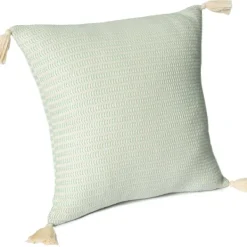 Pillows-Kirkland's Home Mint Trapeze Organic Cotton Throw Pillow Green/Ivory