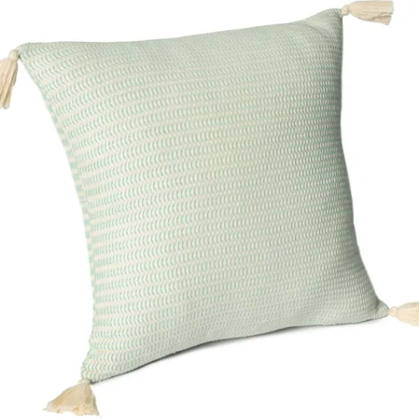 Pillows-Kirkland's Home Mint Trapeze Organic Cotton Throw Pillow Green/Ivory