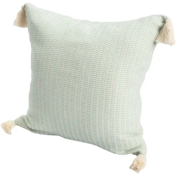 Pillows-Kirkland's Home Mint Trapeze Organic Cotton Throw Pillow Green/Ivory