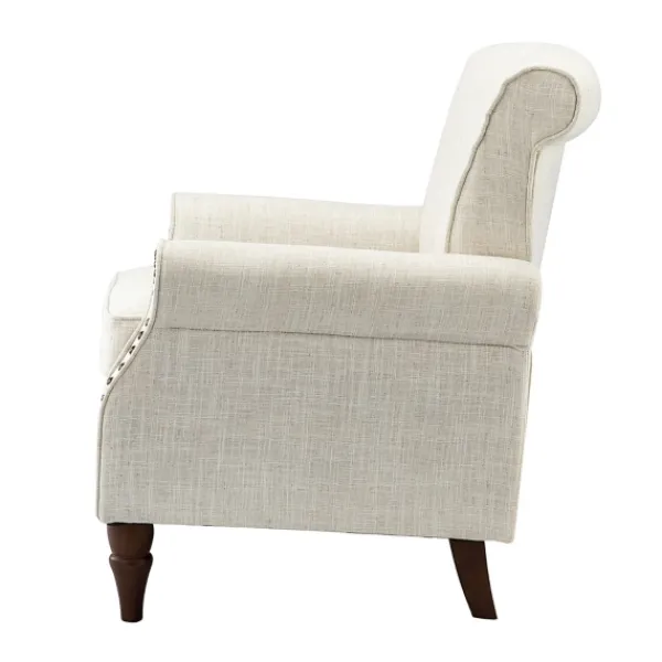 Accent Chairs-Kirkland's Home Miriam Nailhead Trim Armchair Ivory