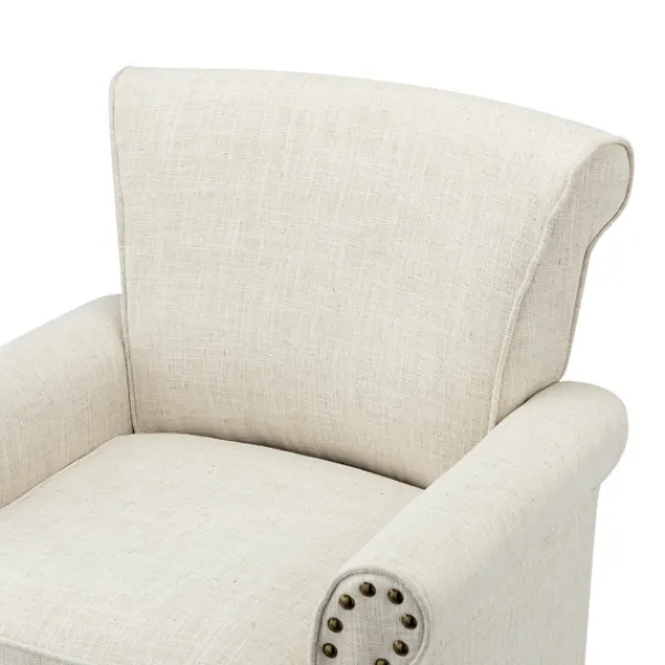 Accent Chairs-Kirkland's Home Miriam Nailhead Trim Armchair Ivory