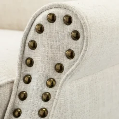 Accent Chairs-Kirkland's Home Miriam Nailhead Trim Armchair Ivory