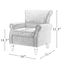 Accent Chairs-Kirkland's Home Miriam Nailhead Trim Armchair Ivory