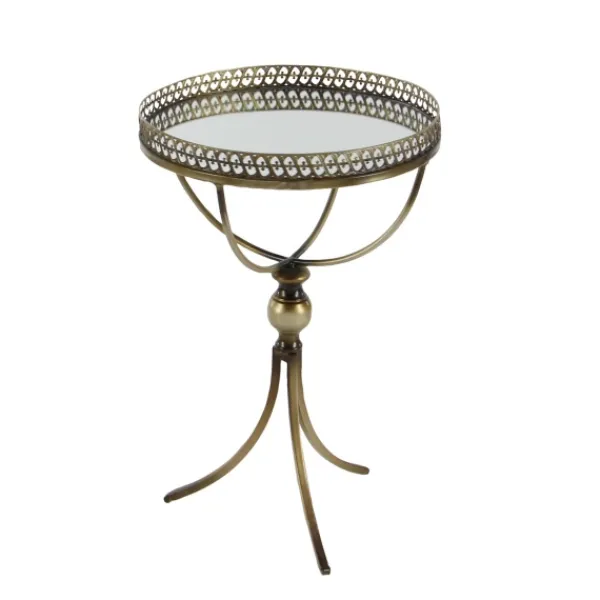 Accent & End Tables-Kirkland's Home Mirror Top Metal Accent Table Gold